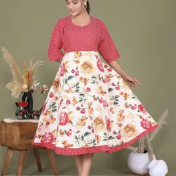 Women Fit and Flare Multicolor Below Knee Dress-image-30