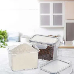 steelo Transparent Plastic (Set of 2) Soclick Rectangular Container Set 900 ml image 1