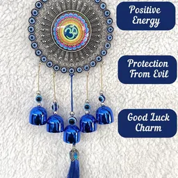 bloomplex 5 Bells evil eye Wind Chimes for Home Positive Energy Steel Feng Shui Bell image 5