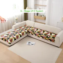 hokipo Polyester 3+3 Seater L-Shape Sofa Abstract Cover-picture-19