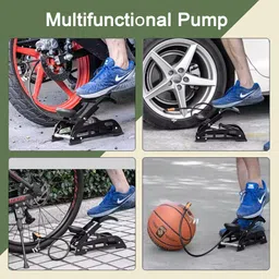 pumpzen Double Cylinder Air Foot Pump P25K77 160 psi Tyre Air Pump for Car & Bike image 5