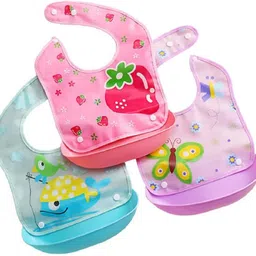 avekin Silicone Baby Detachable Waterproof Apron Bibs, Waterproof (Set Of 3)-picture-25