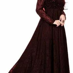 wazix clothing Women Fit and Flare Maroon Maxi/Full Length Dress image 3