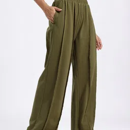 glitchez Women Solid Green Track Pants image 3