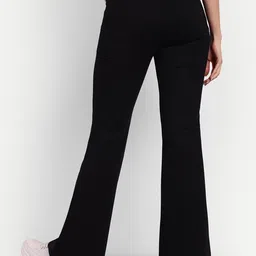 next one Women Flared Black Lycra Blend Trousers image 2
