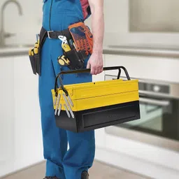 plantex High Grade Metal Tool Box for Tools/Tool Kit Box for Home and Garage/Tool Box Without Tools-5 Compartment(Yellow & Black) Powder Coated Tool Box image 3