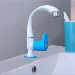 aerowell 2 Pvc Royal Blue Swan Neck Tap With Foam Flow For Bathroom Washbasins Pack Of 2 Pillar Tap Faucet image 5