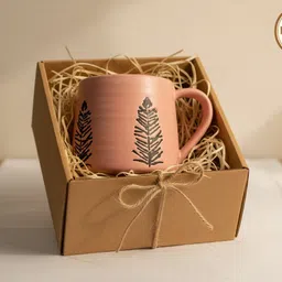 kalakosh enterprises Handcrafted Pink Aesthetic & Black Fern Leaf Design Ceramic Coffee Ceramic Coffee Mug image 5