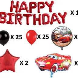 bash n splash Printed Red Black Happy Birthday Car Theme Balloon Set (Pack of 68) Balloon image 3