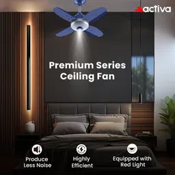activa Gracia 28 Watts Noiseless 850 RPM High speed with LED Light with Energy Saving 5 Star 600 4 Blade Ceiling Fan image 3