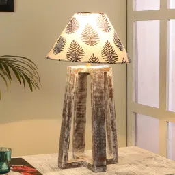 White & Black Shade Table Lamp With Wood Base By Tu Casa-picture-10
