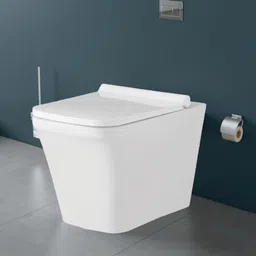 bherunath Wall Mounted P Trap Commode With Soft Seat Cover Cistern Flushing Concealed With Chrome Flush Plate - 10 L DT Western Commode image 3