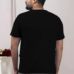 yazole Men Solid Round Neck Polycotton Black T-Shirt image 2