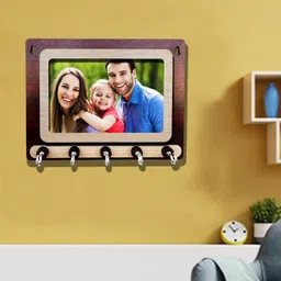 phirki studio Stylish Photo Frame Design Wooden Key Hanger Wall Decor, Wood Key Holder image 2