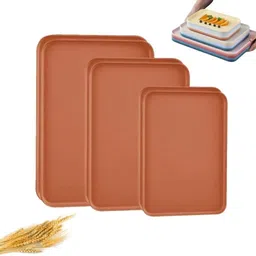 sugaalsu Wheat Straw Unbreakable Rectangular Tray, Lightweight Durable Tray, Reusable_N Tray image 1