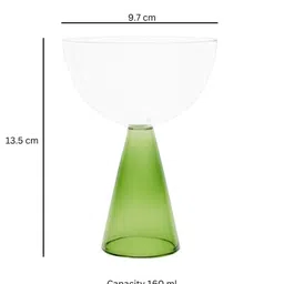 borotech Borosilicate Pyramid Stem Cocktail Glasses Set of 4 - Bold Green Stems image 3