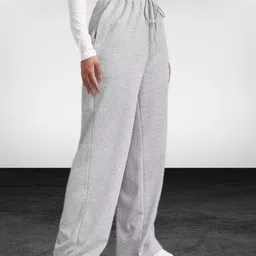 oretic Women Loose Fit Grey Cotton Blend Trousers-picture-22