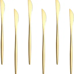 oicia Gold Cutlery Knives, Fancy Main Dining Knife, Cheese & Butter Spreader Knife Stainless Steel Steak Knife Set-picture-17