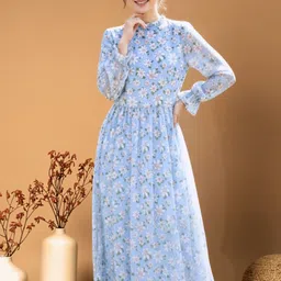 Women Maxi Blue Full Length Dress-image-68