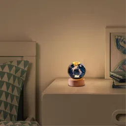 wengonvila Crystal Ball Night Light 3D Inner Carved Lighting Crystal Ball with LED Base Table Lamp image 5