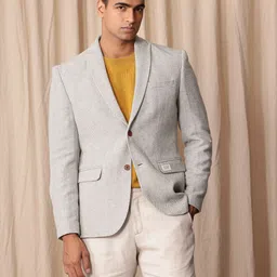 mr bowerbird Men Self Design Single Breasted Formal Blazer image 3