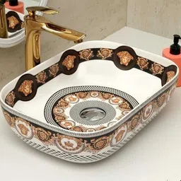 Premium Quality Ceramic Glossy Moroccan Art Basin For Bathrooms & Living Room MR-016 [18 x 13 x 5 ]INCH Table Top Basin-image-90
