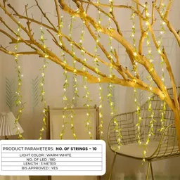 Wannasky LED Curtain String Lights with Leaf Design Warm White Decorative Fairy Lights Light Strip image 3