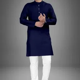 vyomcreation Men Cotton Blend Kurta Pyjama Set image 3