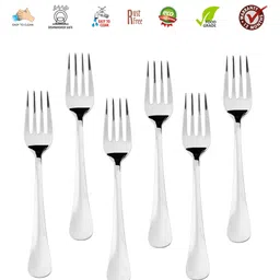 sumeet Stainless Steel Premium Quality Baby / Medium Fork set of 6 Pc – (15.5cm L) (1.6mm Thick) Stainless Steel Baby Fork Set image 2