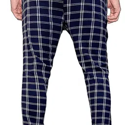 avolt Pack of 2 Men Checkered Blue, Black Track Pants image 5