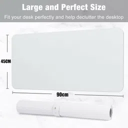 SYGA Waterproof Non-Slip Desk Mat Blotters on Desk Top Laptop Computer Gaming Keyboard Mouse Pad Desk Writing Mat Cover for Office & Home ( White & Silver,90*45 CM) Mousepad image 2