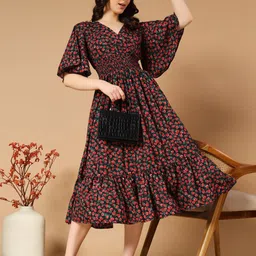 zwerlon Women A-line Red Midi/Calf Length Dress-picture-10
