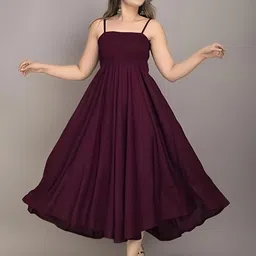 kair Women Fit and Flare Maroon Maxi/Full Length Dress-picture-28