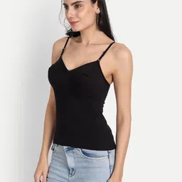 aimly Women Black, Beige Camisole image 3