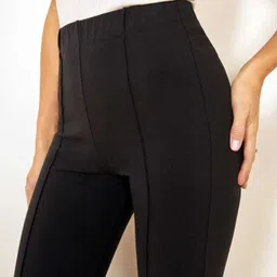 yozo Women Comfort Fit Black Cotton Blend Trousers image 4