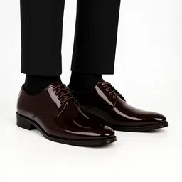 stomped Men’s Classic Brown Patent Formal Derby Shoes Party Wear For Men image 3