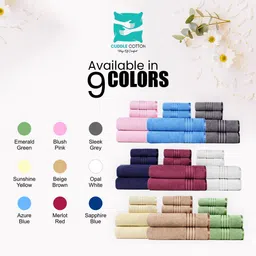 cuddle cotton Cotton 400 GSM Bath, Hand Towel Set image 4