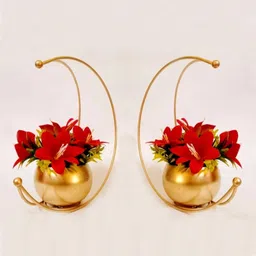 deco art corp Moon Vase Designer Moon Shape Vase Gold Metal Table Decorative Flower Pot Iron Vase image 3