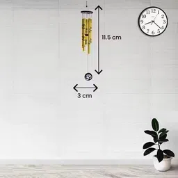 shree krishana traders Metal 5 Pipes Wind Chime with Om for Positive Energy Aluminium Windchime image 2