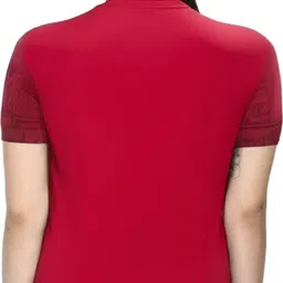 shaun Women Self Design Round Neck Polyester Red T-Shirt image 3