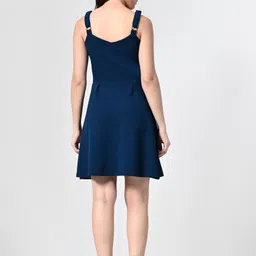 owl mink Women Fit and Flare Blue Knee Length Dress image 2