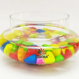 agami Beautiful and Decorative Clear Pot Vase for Home Decor, Center Table, Bedroom, Side Corners, Living Room Decoration,Flowers and Plants With Multicolour Pebbles Glass, Earthenware Vase-picture-34