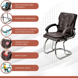 goyalson Home Office Study computer Reception Director principal college comfort chair Leatherette Office Visitor Chair image 5