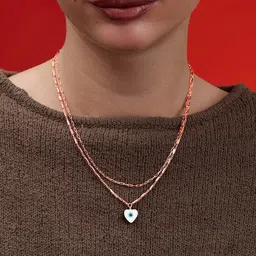 MINUTIAE Rose Gold-Plated Stones-Studded Pendant Necklace With Chain image 1