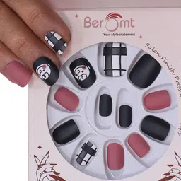 BEROMT Girls Salon Finish Peanuts Print Press-On False Nail Tips Kit - Shade 30 image 1