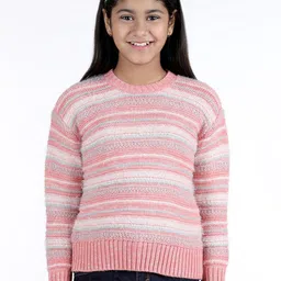 Wingsfield Girls Striped Fuzzy Acrylic Pullover Sweater-image-27
