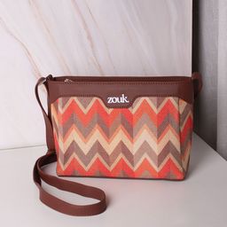 ZOUK Tidal Wave Harmony Chevron Printed Structured Sling Bag-picture-0