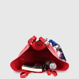 Bagsy Malone Red PU Oversized Structured Tote Bag with Bow Detail image 4