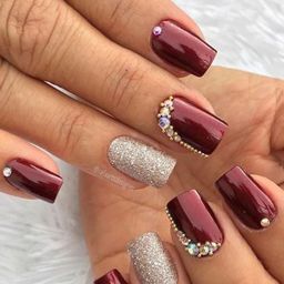 AMOK STORE Set Of 12 Reusable Artificial Nails With Application Kit - Maroon & Gold KUN191-picture-36
