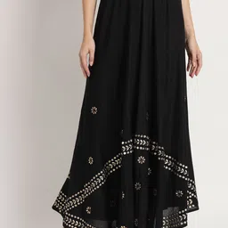 Moda Rapido Women Embroidered Flared Maxi Skirt With Detailing-image-0